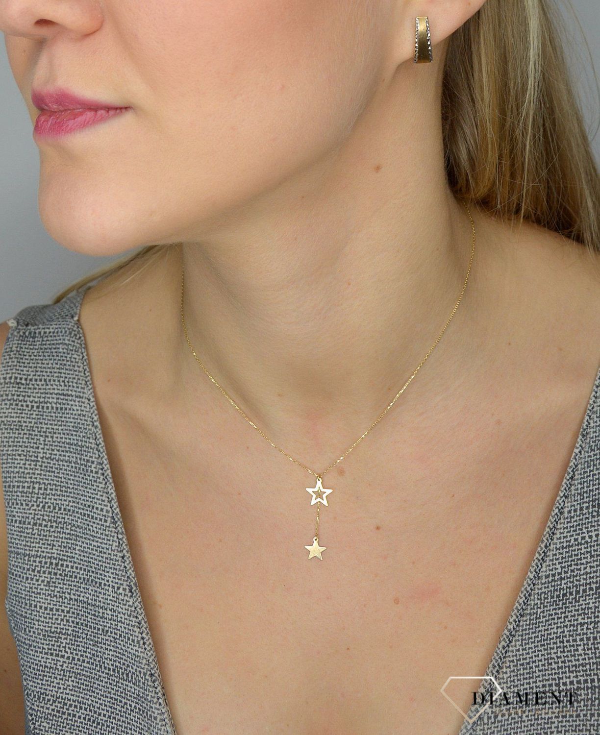 Naszyjnik złoty próby 585 gwiazdki NA 2058  ✓Złote Naszyjniki Damskie w Sklepie z Biżuterią zegarki-diament.pl.jpg